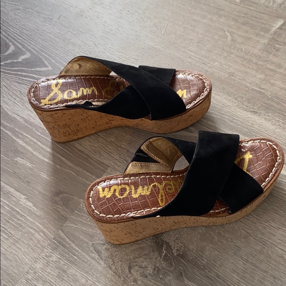 Sam Edelman black sandal wedges women’s size 8